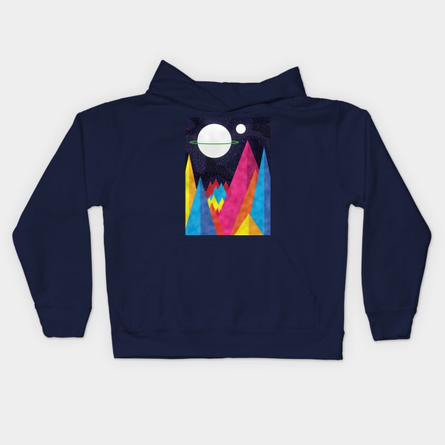 Space Landscape Kids Hoodie by Swadeillustrations